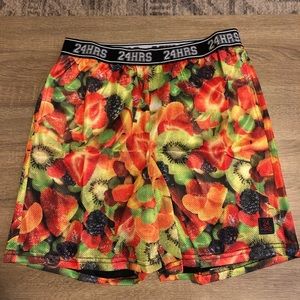 NWT 24HRS 5 A Day Fruit Photo Print Mesh Gym Shorts